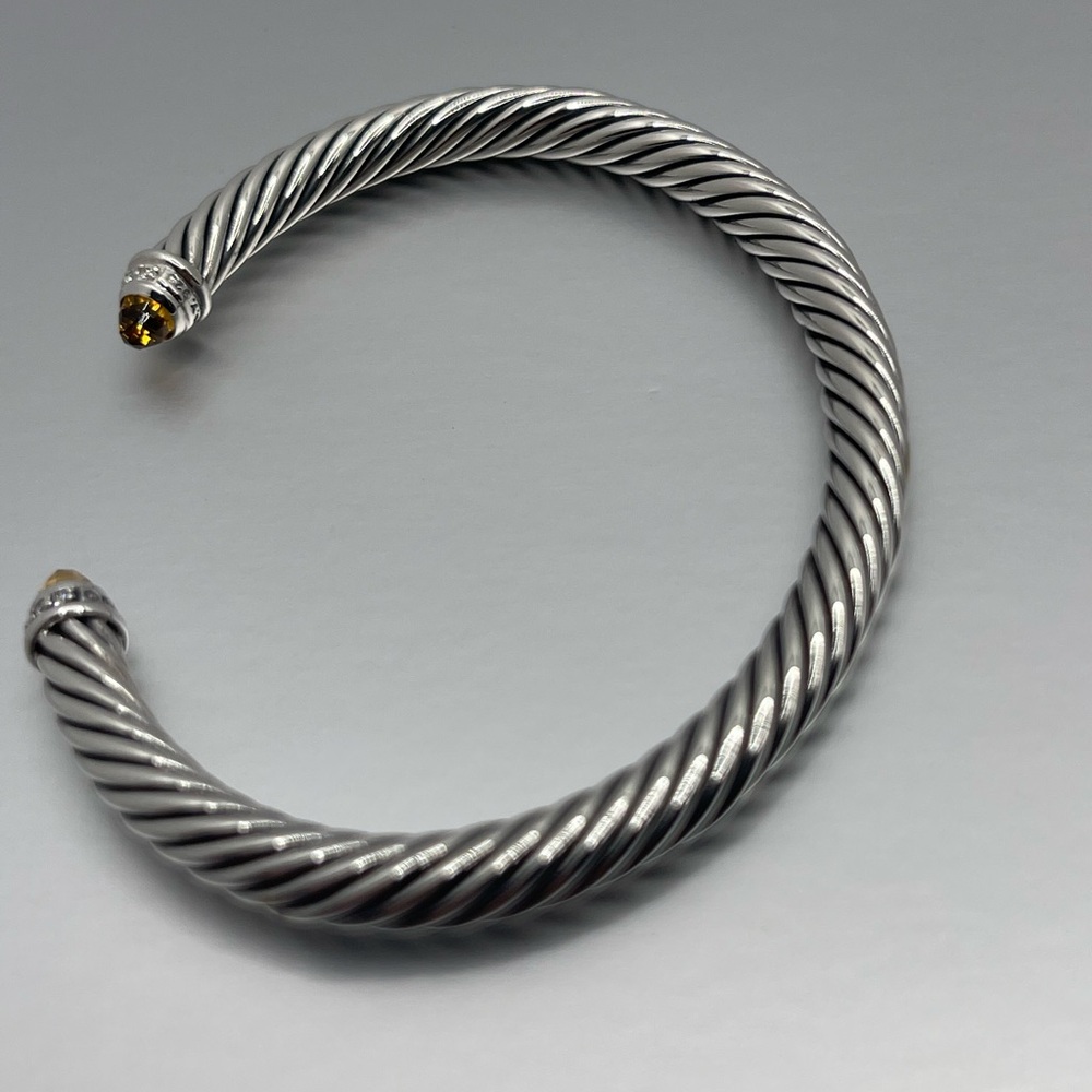 David Yurman Cable Classic Collection Bracelet with Citrine and Diamonds, 5mm - Picture 10 of 10